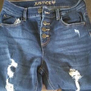 Justice High Rise Blue Distressed Jeans